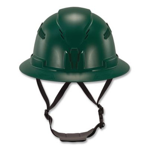 ergodyne Skullerz 8964 Full Brim Class C Safety Helmet, 6-Point Ratchet Suspension, Green (60565)