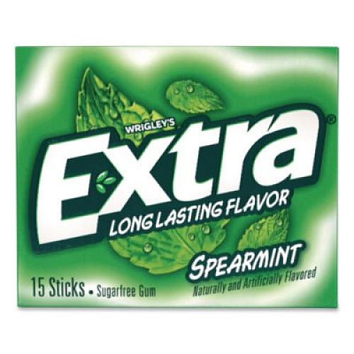Wrigley's Extra Spearmint Sugar-Free Gum, Spearmint, 15 Sticks/Pack, 10 Packs/Carton (22002638)