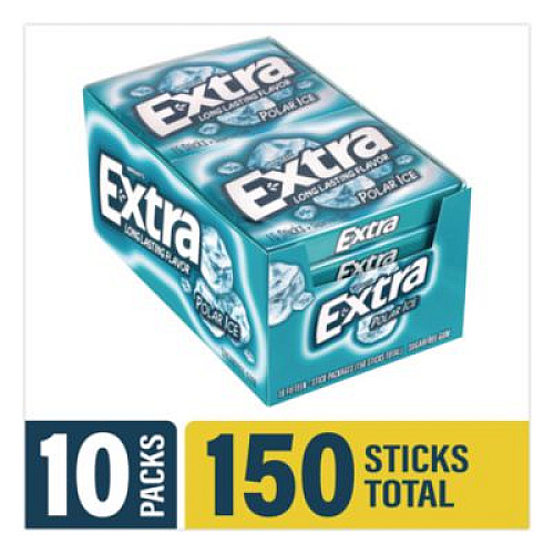 Wrigley's Extra Polar Ice Sugar-Free Gum, Polar Ice, 15 Sticks/Pack, 10 Packs/Carton (22002641)