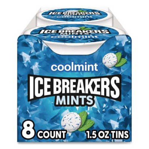 ICE BREAKERS Sugar-Free Cool Mints, Coolmint, 1.5 oz Tin, 8 Tins/Carton (22002642)