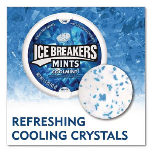 ICE BREAKERS Sugar-Free Cool Mints, Coolmint, 1.5 oz Tin, 8 Tins/Carton (22002642)