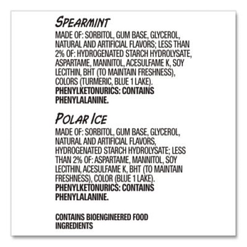 Wrigley's Extra Polar Ice and Spearmint Sugar-Free Gum Variety Pack, Polar Ice/Spearmint, 35 Sticks/Pack, 8 Packs/Carton (22002644)