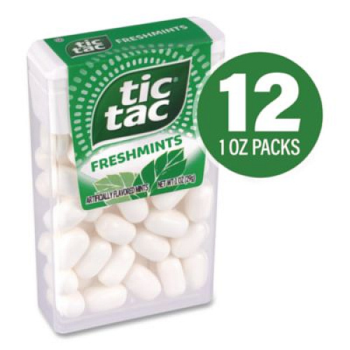 Tic Tac Freshmints, Peppermint, 1 oz Pack, 12 Packs/Carton (22002648)