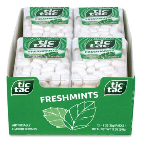 Tic Tac Freshmints, Peppermint, 1 oz Pack, 12 Packs/Carton (22002648)