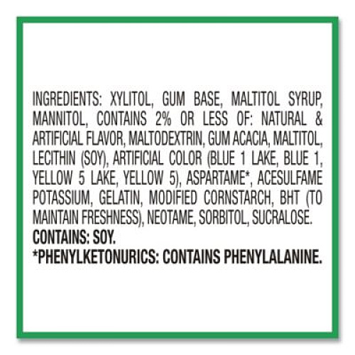 ICE BREAKERS Ice Cubes Spearmint Sugar-Free Gum, Spearmint, 40 Cubes/Bottle, 4 Bottles/Carton (22002651)