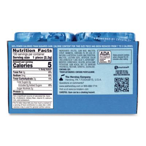 ICE BREAKERS Ice Cubes Peppermint Sugar-Free Gum, Peppermint, 40 Cubes/Bottle, 4 Bottles/Carton (22002645)