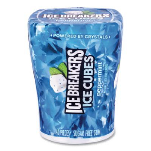 ICE BREAKERS Ice Cubes Peppermint Sugar-Free Gum, Peppermint, 40 Cubes/Bottle, 4 Bottles/Carton (22002645)