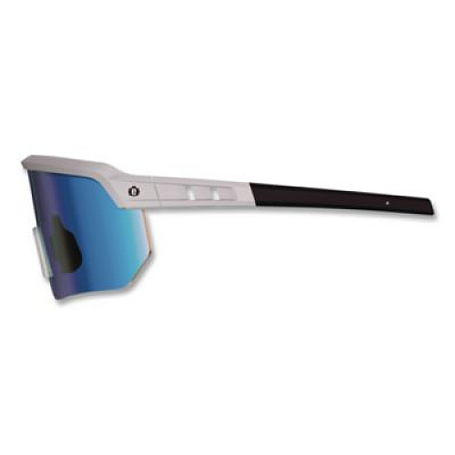 ergodyne Skullerz AEGIR Color Enhancing Safety Glasses, Matte Gray Half Frame, Mirrored High Contrast Ice Blue Single Lens (55211)