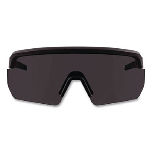 ergodyne Skullerz AEGIR Color Enhancing Anti-Scratch Anti-Fog Safety Glasses, Matte Black Half Frame, High Contrast Smoke Single Lens (55221)