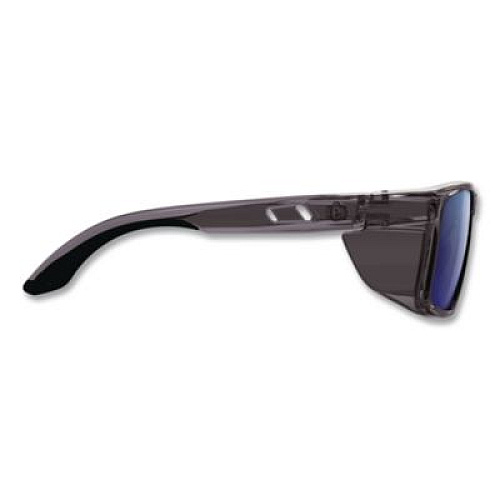ergodyne Skullerz SIXTEN Anti-Scratch Anti-Fog Safety Glasses with Side Shields, Smoke Full Frame, Polarized Mirrored Blue Dual Lens (58240)