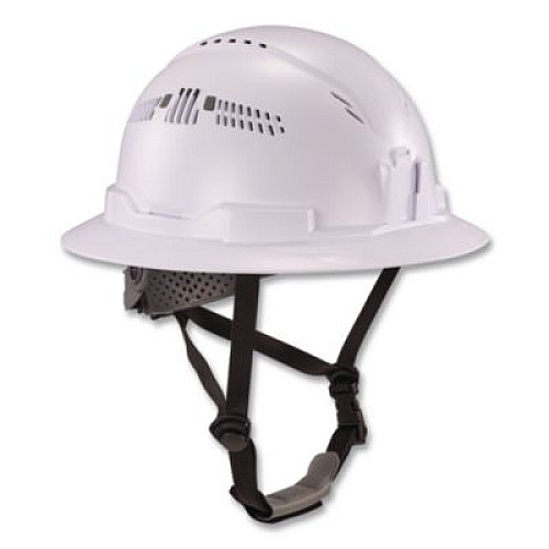 ergodyne Skullerz 8964 Full Brim Class C Safety Helmet, 6-Point Ratchet Suspension, White (60560)