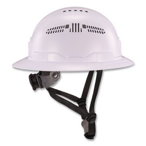 ergodyne Skullerz 8964 Full Brim Class C Safety Helmet, 6-Point Ratchet Suspension, White (60560)