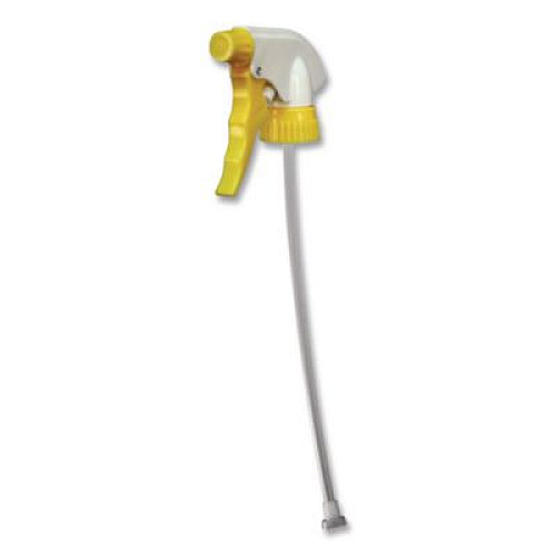 Impact Chemical Resistant Trigger Sprayer, 9.88" Tube, Fits 32 oz Bottles, Yellow/White, 24/Carton (60192491)