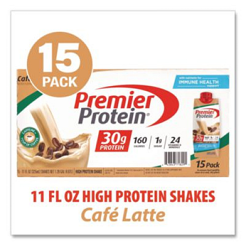 Premier Protein Cafe Latte Shake, 11 oz Bottle, 15/Carton (22002615)