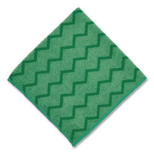 Rubbermaid Commercial Reusable Cleaning Cloths, Microfiber, 16 x 16, Green, 12/Carton (Q620)