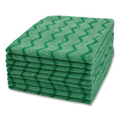 Rubbermaid Commercial Reusable Cleaning Cloths, Microfiber, 16 x 16, Green, 12/Carton (Q620)