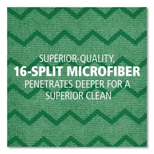 Rubbermaid Commercial Reusable Cleaning Cloths, Microfiber, 16 x 16, Green, 12/Carton (Q620)