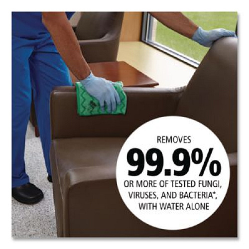Rubbermaid Commercial Reusable Cleaning Cloths, Microfiber, 16 x 16, Green, 12/Carton (Q620)