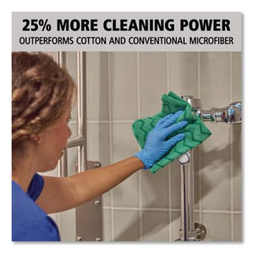 Rubbermaid Commercial Reusable Cleaning Cloths, Microfiber, 16 x 16, Green, 12/Carton (Q620)