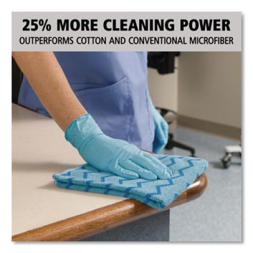 Rubbermaid Commercial HYGEN Microfiber Cleaning Cloths, 16 x 16, Blue, 12/Carton (Q620BLUCT)