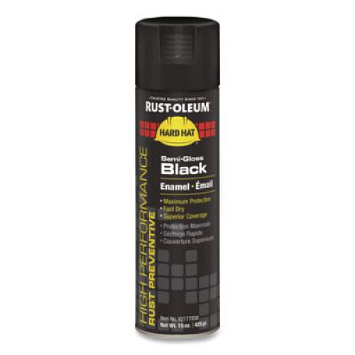 Rust-Oleum Hard Hat High Performance V2100 System Rust Preventive Enamel Spray Paint, Semi-Gloss Black, 15 oz Aerosol Can, 6/Carton (V2177838CT)