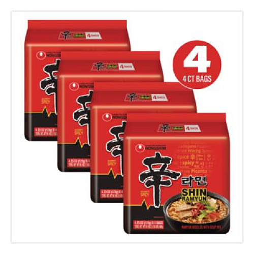 NONGSHIM Gourmet Spicy Ramyun Noodle Soup, Spicy Chicken, 4.23 oz Packet, 16/Carton (22002654)