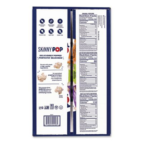 SkinnyPop Popcorn Variety Snack Pack, 0.5 oz Bag, 36 Bags/Carton (22001049)