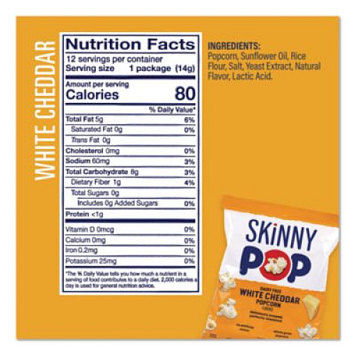 SkinnyPop Popcorn Variety Snack Pack, 0.5 oz Bag, 36 Bags/Carton (22001049)