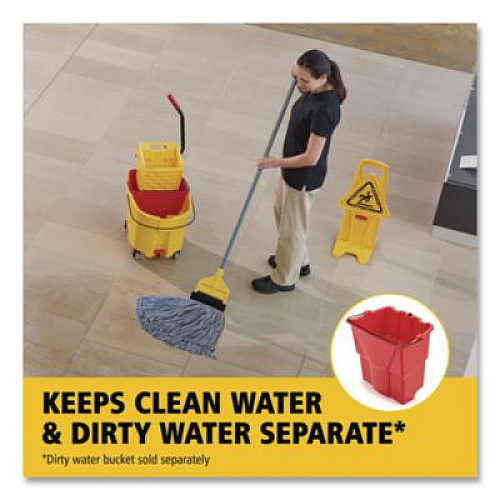 Rubbermaid Commercial WaveBrake 2.0 Bucket/Wringer Combos, Side-Press with Drain, 8.75 gal, Yellow (2031764)