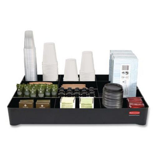 Amenity Organizer for all Rubbermaid Commercial Full Size and Compact Housekeeping Carts, 11 Sections, 18.75 x 3.62, Black (2124078)