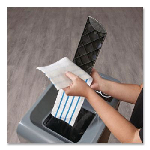 Rubbermaid Commercial HYGEN Disposable Microfiber Pad, 4.75 x 19, White/Blue Stripe, 50/Pack, 3 Packs/Carton (2134282)