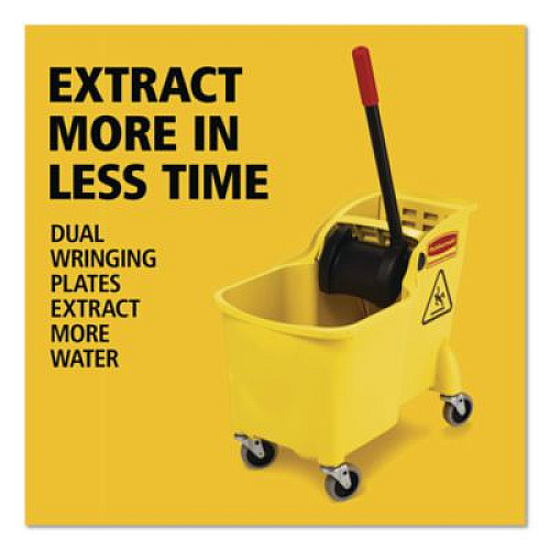 Rubbermaid Commercial Tandem 31-Quart Bucket/Wringer Combo, Reverse, Yellow (738000YEL)