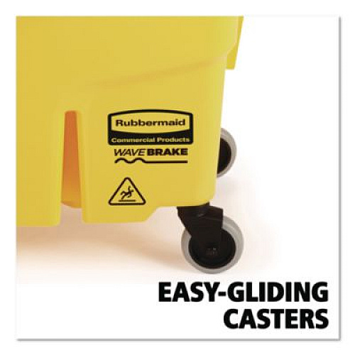 Rubbermaid Commercial WaveBrake 2.0 Bucket/Wringer Combos, Side-Press, 26 qt, Plastic, Yellow (FG748000YEL)