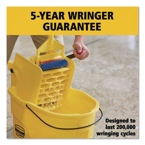 Rubbermaid Commercial WaveBrake 2.0 Bucket/Wringer Combos, Side-Press, 26 qt, Plastic, Yellow (FG748000YEL)