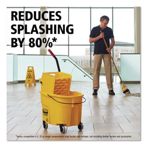 Rubbermaid Commercial WaveBrake 2.0 Bucket/Wringer Combos, Side-Press, 26 qt, Plastic, Yellow (FG748000YEL)