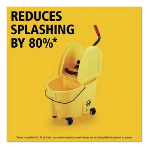 Rubbermaid Commercial WaveBrake 2.0 Bucket/Wringer Combos, Down-Press, 35 qt, Plastic, Yellow (FG757788YEL)
