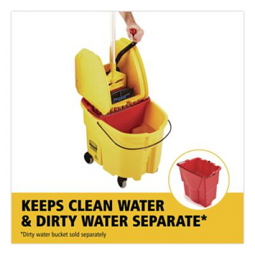 Rubbermaid Commercial WaveBrake 2.0 Bucket/Wringer Combos, Down-Press, 35 qt, Plastic, Yellow (FG757788YEL)