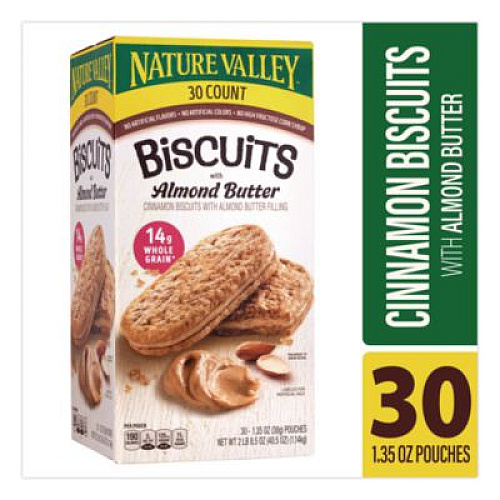 Nature Valley Biscuits, Cinnamon with Almond Butter, 1.35 oz Pouch, 30/Carton (22001046)