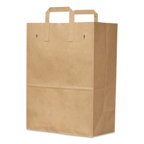 Ross & Wallace Paper Products Grocery Paper Bags, 1/6 BBL Size, 70# Basis Weight, Flat Handles, 12" x 7" x 16.25", Kraft, 300/Bundle (SK1670EZ300)
