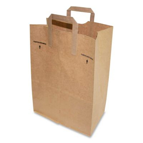 Ross & Wallace Paper Products Grocery Paper Bags, 1/6 BBL Size, 70# Basis Weight, Flat Handles, 12" x 7" x 16.25", Kraft, 300/Bundle (SK1670EZ300)