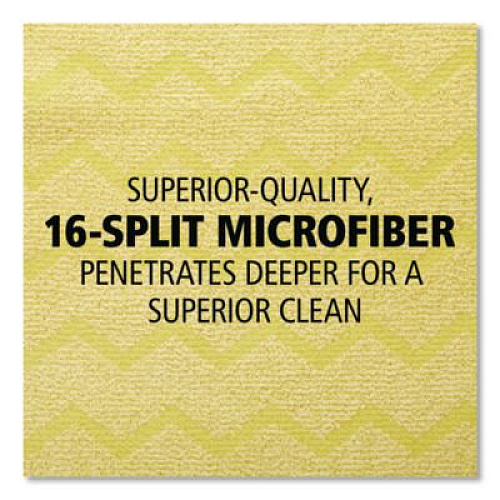 Rubbermaid Commercial Reusable Cleaning Cloths, Microfiber, 16 x 16, Yellow, 12/Carton (Q610)
