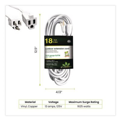 GoGreen Power 16 AWG Outdoor Extension Cord, 18 ft, 13 A, White (GG13718WH)
