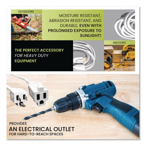 GoGreen Power 16 AWG Outdoor Extension Cord, 18 ft, 13 A, White (GG13718WH)