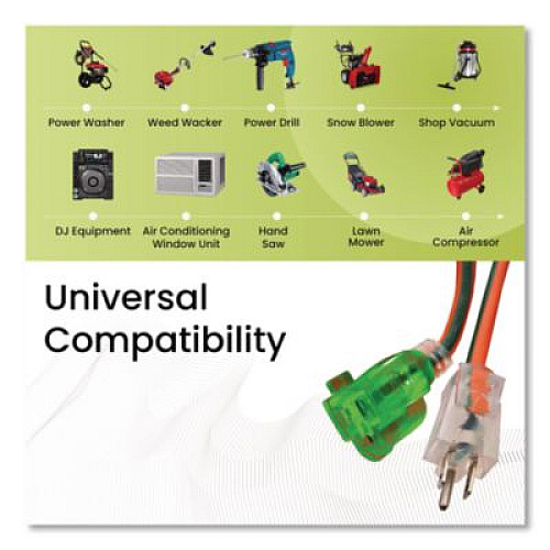 GoGreen Power 14 AWG Lighted End Heavy-Duty Extension Cord, 25 ft, 15 A, Orange/Black (GG13825)