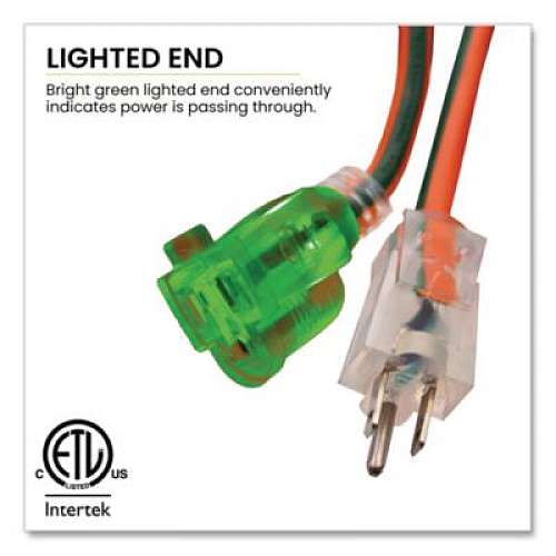 GoGreen Power 14 AWG Lighted End Heavy-Duty Extension Cord, 25 ft, 15 A, Orange/Black (GG13825)