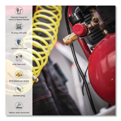 GoGreen Power 14 AWG Lighted End Heavy-Duty Extension Cord, 25 ft, 15 A, Orange/Black (GG13825)