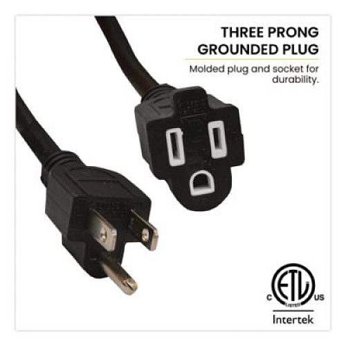 GoGreen Power 14 AWG Lighted End Heavy-Duty Extension Cord, 50 ft, 15 A, Black (GG13850BK)