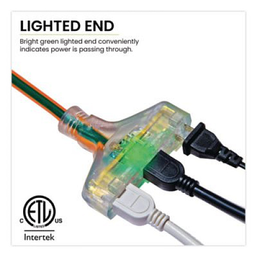 GoGreen Power 14 AWG 3-Outlet Heavy-Duty Extension Cord, 50 ft, 15 A, Orange (GG15150)