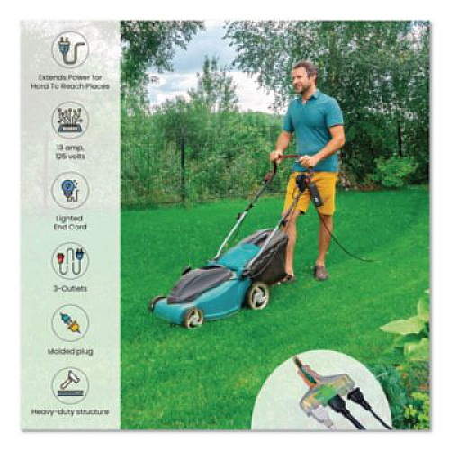 GoGreen Power 14 AWG 3-Outlet Heavy-Duty Extension Cord, 50 ft, 15 A, Orange (GG15150)