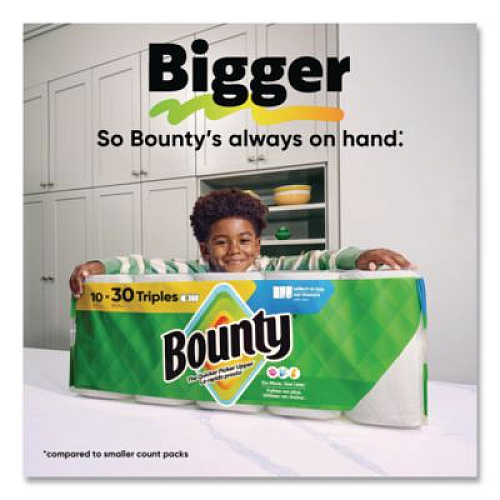 Bounty Kitchen Roll Paper Towels, 2-Ply, White, 10.5 x 11, 75 Sheets/Roll, 4 Triple Rolls/Pack, 6 Packs/Carton (16007)
